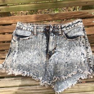 High Waisted Distressed Jean Shorts